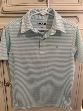 Izod Light Mint & White Striped Polo